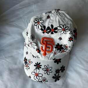 47 Black and White Floral Cap with Orange Logo San Francisco Giants